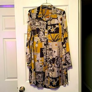 Multicolor Satin Tshirt Dress